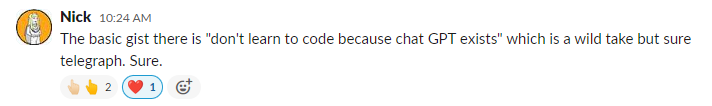 Nick's comment on Telegraph