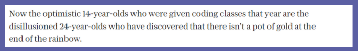 Telegraph Article Continues